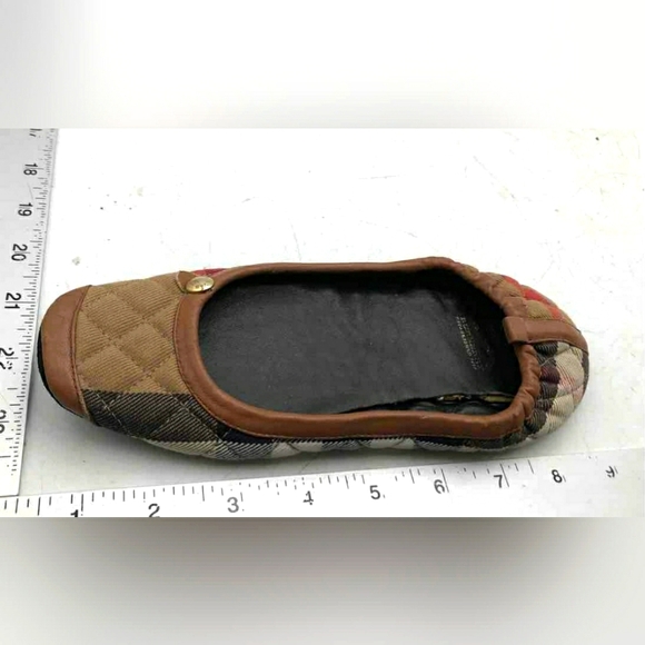 Burberry Brit Italy Designer Ballet Flats Quilted Plaid Sz 4 - Picture 6 of 10